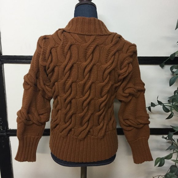 Neiman Marcus Cashmere Sweater Cardigan Size M Dark Tan color - Picture 2 of 3